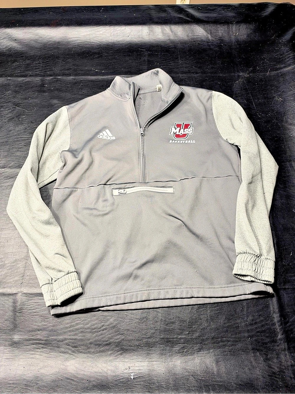 adidas UMass Basketball Adidas Quarter Zip Pullover Men's Gray Basketball Jacket